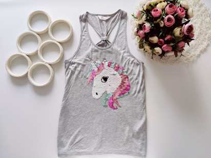 12,14 років, зріст 158,164 Майка з єдинорогом з паєток