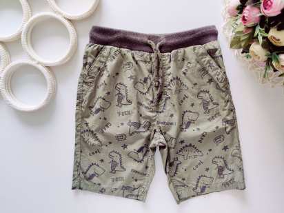 5,6 лет, рост 110,116 Шорты в динозаврах цвет хаки