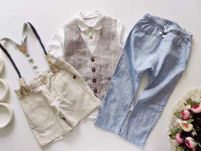 3 года, рост 98 Красивый нарядный летний льняной костюм для мальчика