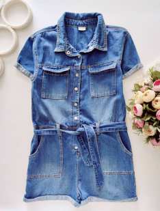 8 років, зріст 128 Літній джинсовий комбінезон