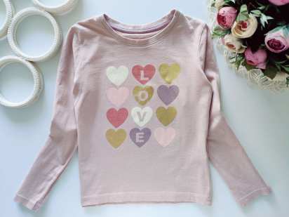 5,6 лет, рост 116 Реглан в сердечках