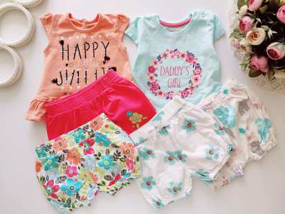 0-3 міс Шорти з футболками дівчинці