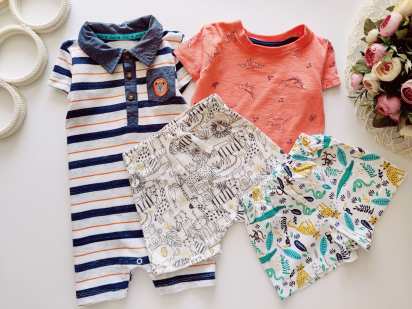 9,12 міс, зріст 74,80 Ромпер, футболка та двоє шортів