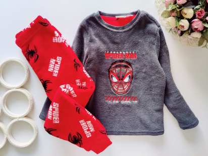 5,6 лет, рост 116 Теплая пижама Человек паук