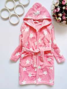 7,8 лет, рост 122,128 Теплый халат в звездах