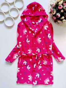 8,9 лет, рост 128,134 Красивый халат в единорогах