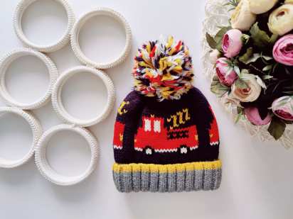 1,2 роки, Тепла в'язана зимова шапка на хб підкладці