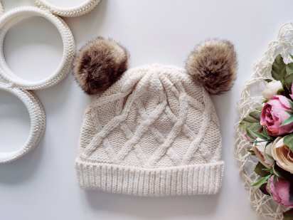 6,12 міс, В'язана шапка на флісі