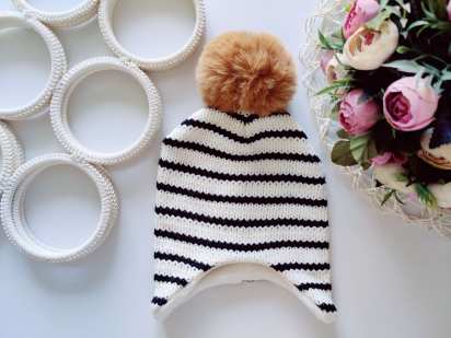 0-12 міс, Тепла в'язана шапка на флісі