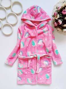 5,6 лет, рост 110,116 Халат в единорогах