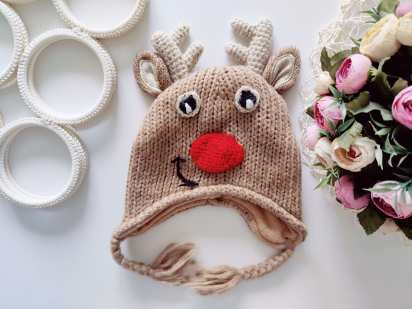 2,3 роки, Новорічна зимова шапка олень з мигалкою