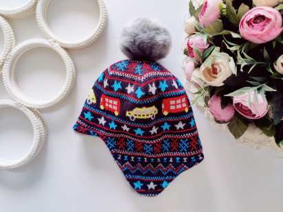 6,12 міс, В'язана зимова шапка