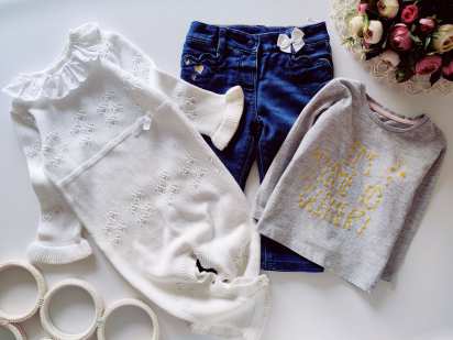 12,18 мес, Красивый вязаный человечек, утепленные джинсы на подкладке и реглан