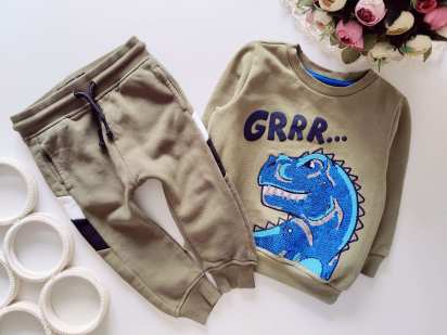 12,18 міс, зріст 86 Тепла кофта на флісі та штани хакі