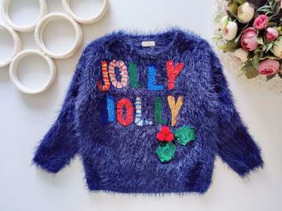 5 лет, рост 110 Пушистый свитер с пайетками