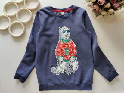 9 років, зріст 134 Світшот на флісі в паєтках