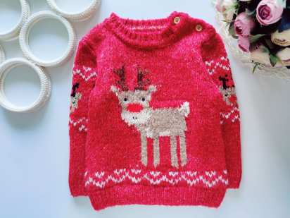 12,18 міс, зріст 86 Новорічний светр дитячий з оленем
