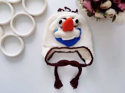 3-6 років, Зимова шапка на флісі сніговик Frozen Olaf