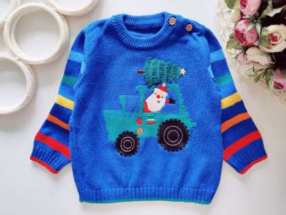 9,12 мес, рост 80 Новорічний светр з дід морозом
