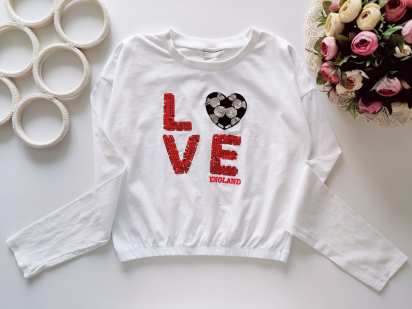 13 років, зріст 158 Білий лонгслів у паєтках