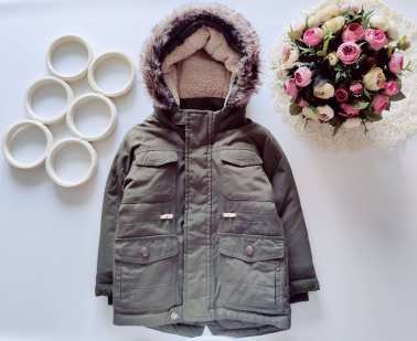 2,3 роки, зріст 98 Тепла куртка хакі