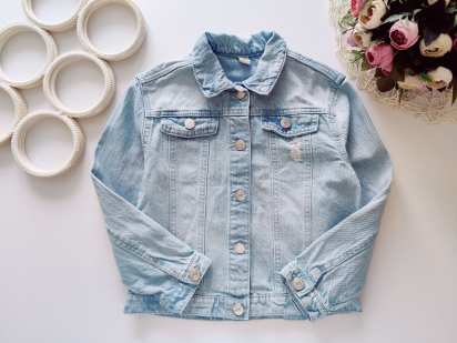 7,8 лет, рост 122,128 Голубая детская джинсовка