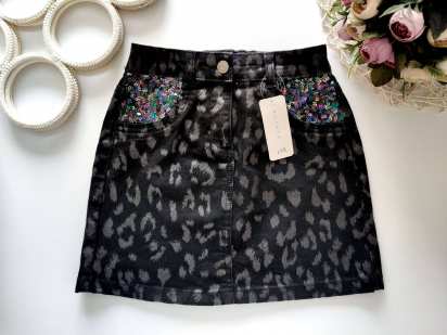 9,10 років, зріст 134,140 Нова чорна дитяча спідниця з паєтками