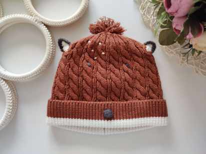 12,18 міс, зріст 86 В'язана шапка на хб підкладці