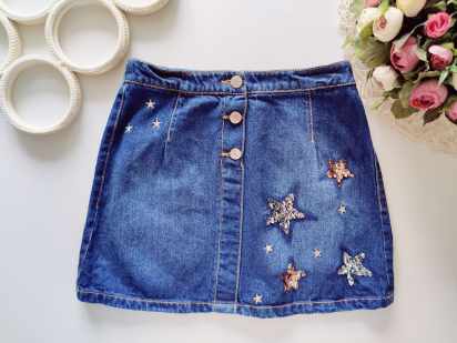 10 років, зріст 140 Джинсова спідниця в паєтках