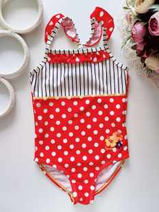 2-4 года, рост 98-104 Красный купальник в горошек