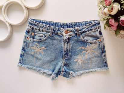 9,10 років, зріст 140 Джинсові шорти у пальмах