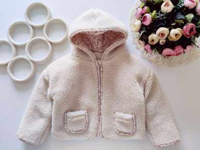 3,4 года, рост 98,104 Теплая куртка тедди шерпа с капюшоном
