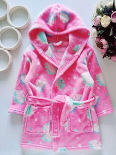 2,3 года, рост 92,98 Теплый халат в единорожках