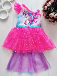 3,4 года, рост 98,104 Нарядное платье с единорогом пони