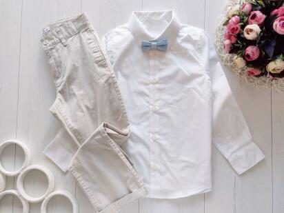 7,8 років, зріст 122,128 Нова біла сорочка і пісочні штани