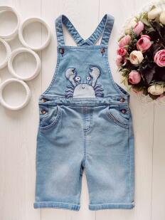 3,4 роки, зріст 104 Блакитний джинсовий комбінезон з шортами стретч