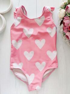3,4 года, рост 98,104 Красивый детский купальник в сердечках