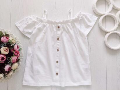 8 років, зріст 128 Біла трикотажна літня блузка-футболка