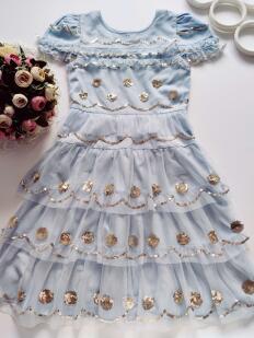 11 років, зріст 146 Блакитне ошатне плаття в паєтках