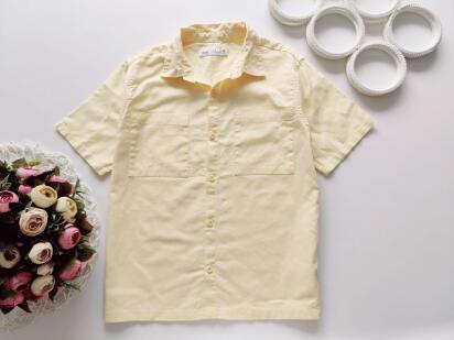 8 лет, рост 128 Льняная желтая рубашка