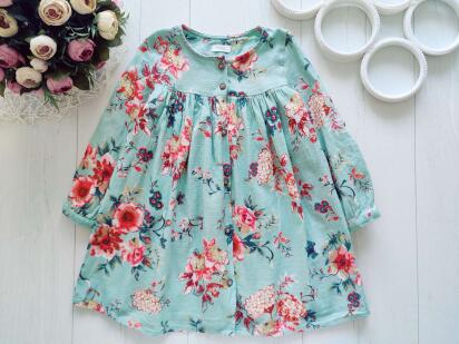 2,3 года, рост 98 Хлопковое платье, красивое натруральное