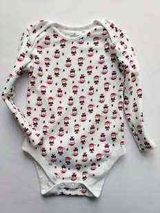 12\18 міс, зріст 86 Новорічний боді для хлопчика Дід мороз