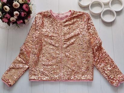 12,14 років, зріст 158,164 Ошатна кофта на блискавці в паєтках