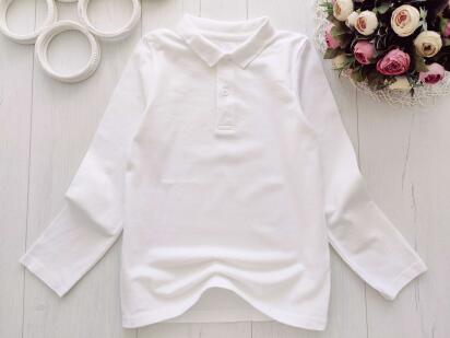 8 років, зріст 128 Нове біле поло довгий рукав котон