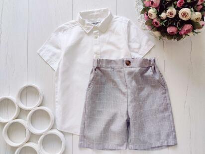 7 лет, рост 122 Классические шорты с белой рубашкой