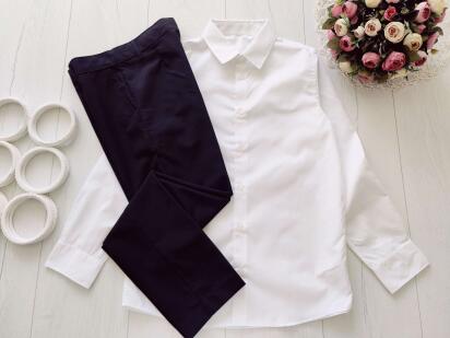 12,13 років, зріст 158 Нова біла сорочка довгий рукав і чорні штани