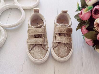 23 (14 см) Непромокающие кеды на липучках золотистые