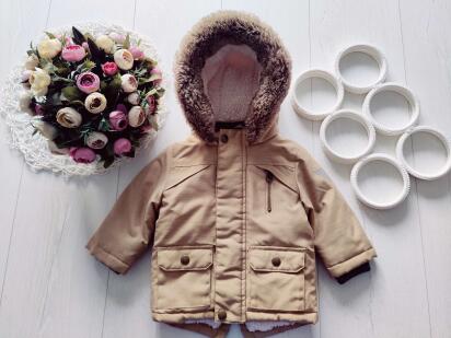 6,9 міс, зріст 74 Тепла дитяча курточка для хлопчика