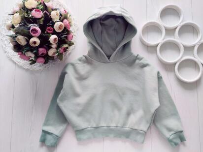 4,5 лет, рост 110 Мятное худи на флисе оверсайз