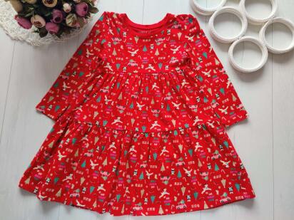 4,5 лет, рост 104,110 Новогоднее платье котон